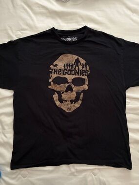 The Goonies Skull Graphic Tee - Black with Tan Print